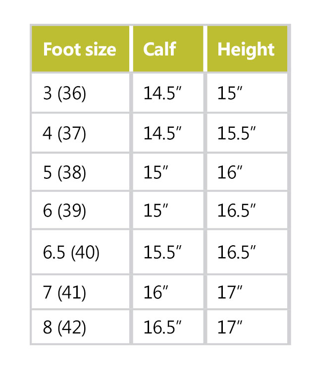 806_Rhinegold Nebraska Boots Size Chart